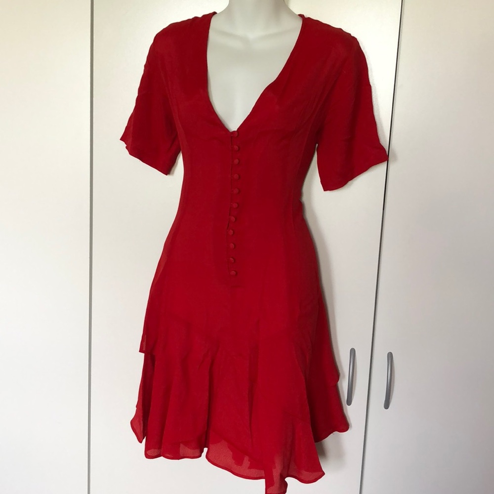 ASOS Button front crepe ruffle tea dress US 6 - Picture 1 of 4